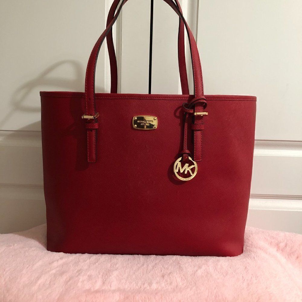 Michael Kors Jet Set Medium Tote Bag Red‎ - Picture 5 of 16